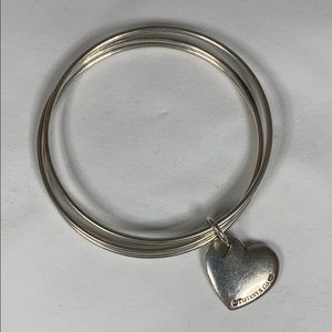 Tiffany & Co Sterling Heart Triple Bangle Bracelet